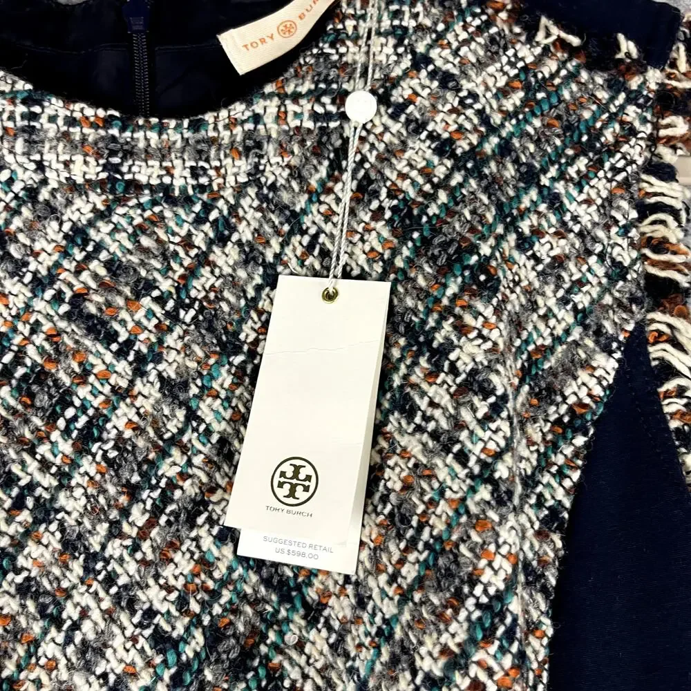 Tory Burch Tweed Pencil‎ Dress Women 10 Textured Academia Career Old Money NEW